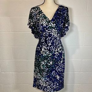 Lauren Ralph Lauren Blue and Green Floral Midi Dress